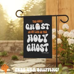 Only Holy Ghost Garden Flag in Black by Trini-T Ministries