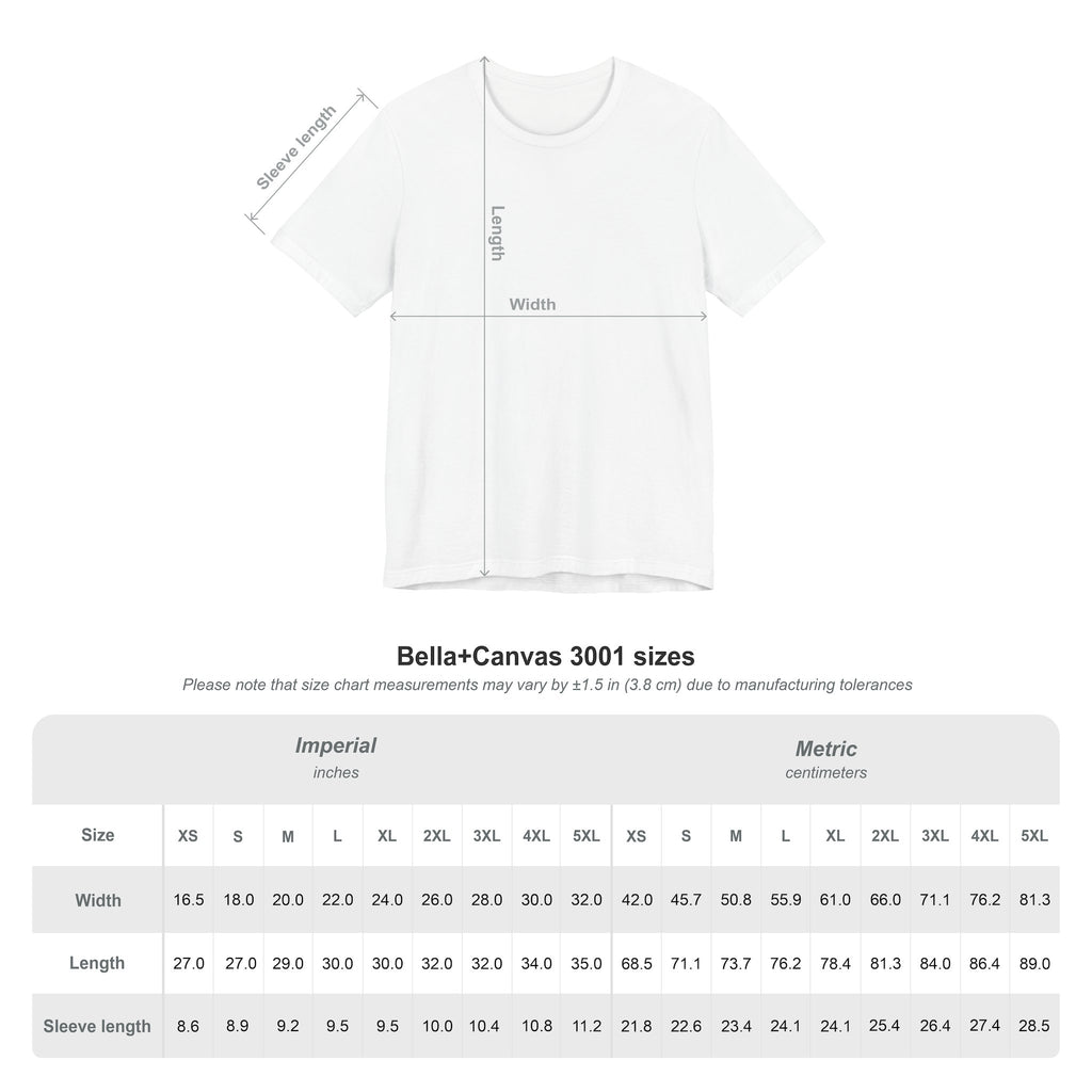 White Bella Canvas 3001 Size Chart