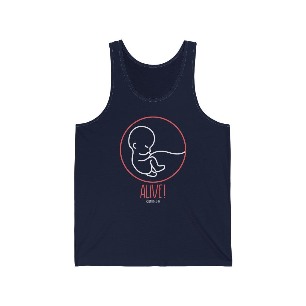 Alive! - Tank -  XS / Navy, S / Navy, M / Navy, L / Navy, XL / Navy, 2XL / Navy, XS / Aqua TriBlend, XS / Black, XS / Charcoal Black TriBlend, XS / White -  Trini-T Ministries