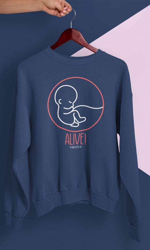 Alive! - Unisex Sweatshirt -  S / Navy, M / Navy, L / Navy, XL / Navy, 2XL / Navy, 3XL / Navy, S / Black, M / Black, L / Black, XL / Black -  Trini-T Ministries