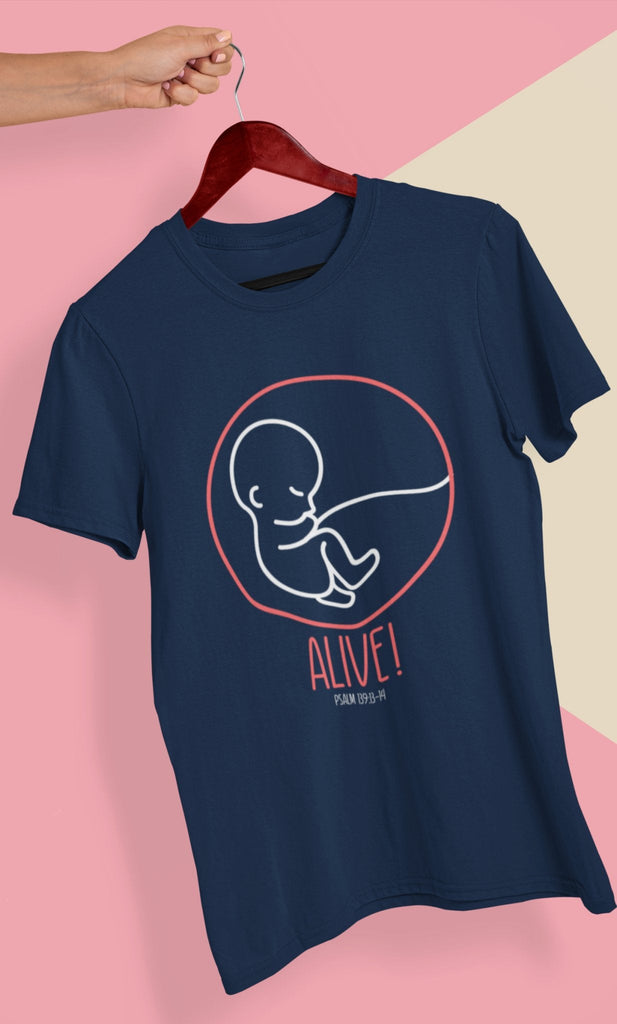 Alive! - Unisex T -  Navy / L, Black / S, Dark Grey Heather / S, Light Blue / S, Navy / S, Pink / S, Team Purple / S, Turquoise / S, White / S, Black / M -  Trini-T Ministries