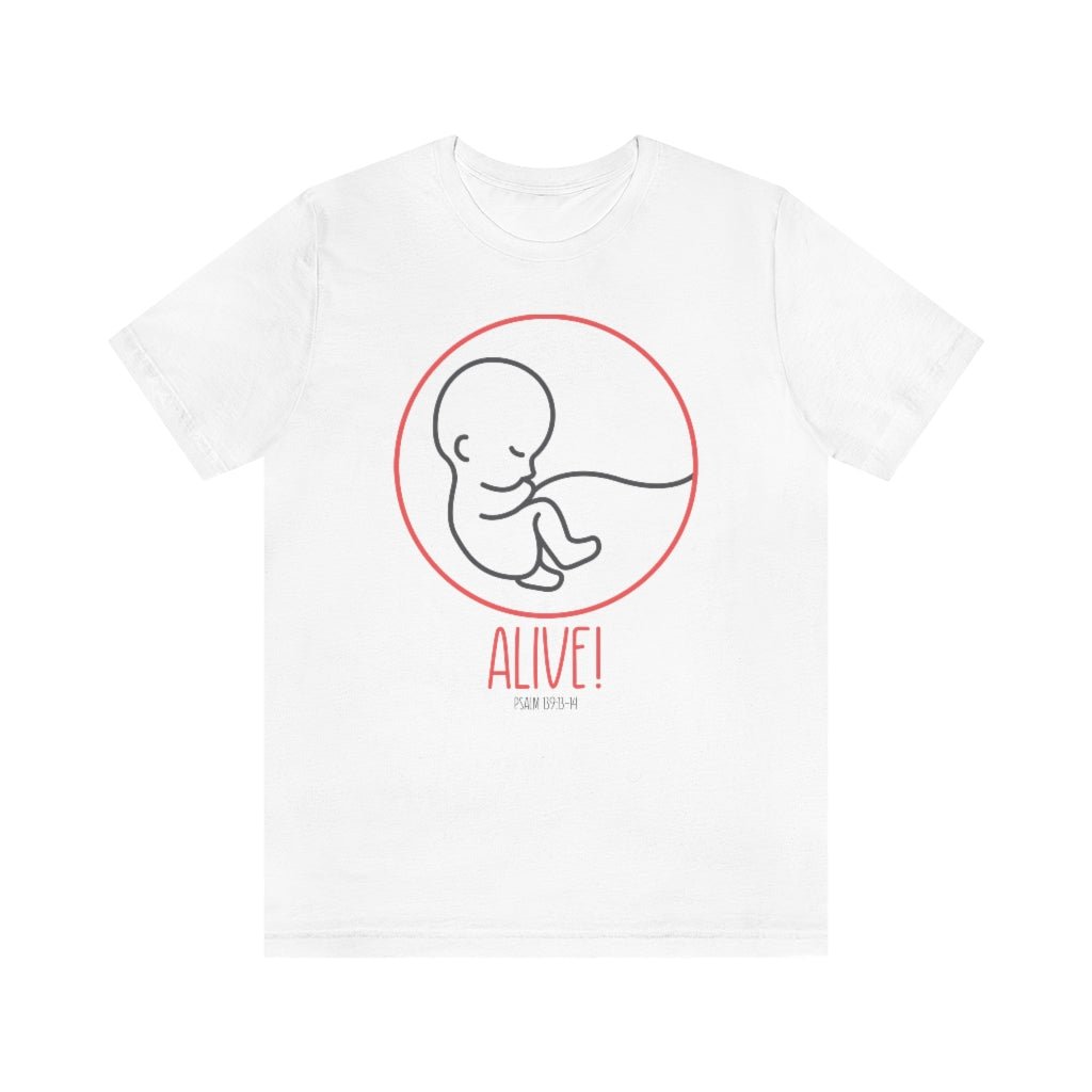 Alive! - Unisex T -  Navy / L, Black / S, Dark Grey Heather / S, Light Blue / S, Navy / S, Pink / S, Team Purple / S, Turquoise / S, White / S, Black / M -  Trini-T Ministries