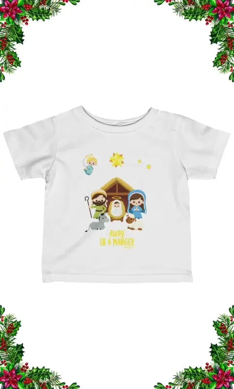 Away In A Manger - Baby's T -  Red / 12M, Red / 18M, Red / 24M, Red / 6M, Apple / 12M, Black / 12M, Navy / 12M, Pink / 12M, White / 12M, Apple / 18M -  Trini-T Ministries