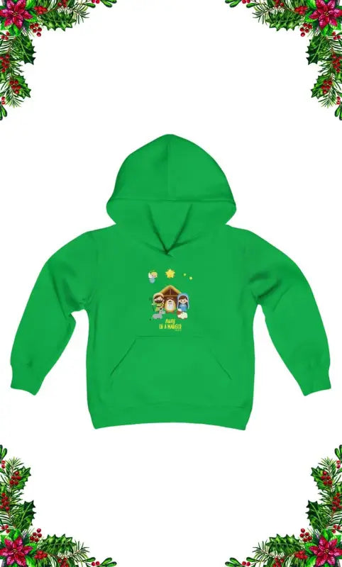 Away In A Manger - Kid's Hoodie -  Irish Green / S, Irish Green / M, Irish Green / L, Irish Green / XL, Black / S, Light Pink / S, Navy / S, Red / S, White / S, Black / M -  Trini-T Ministries