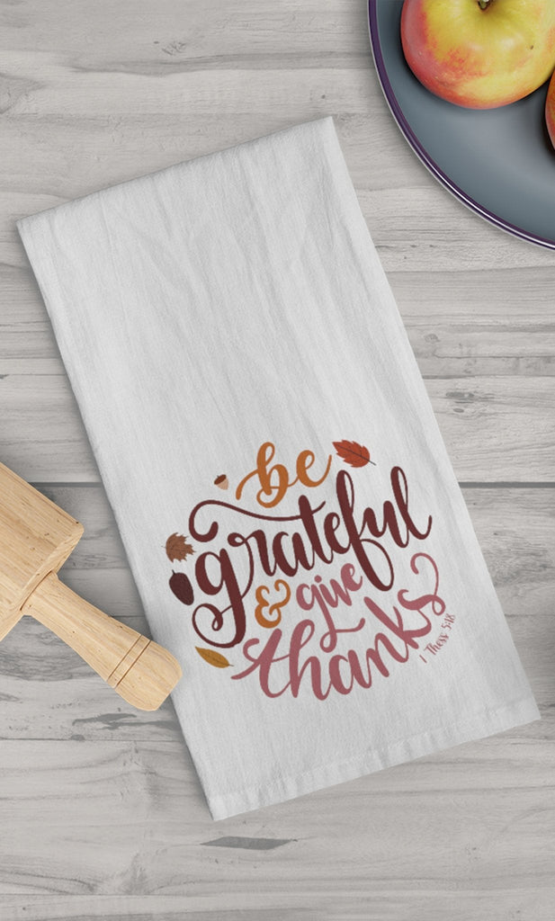 Be Grateful - Tea Towel -  White / 28" × 28" -  Trini-T Ministries