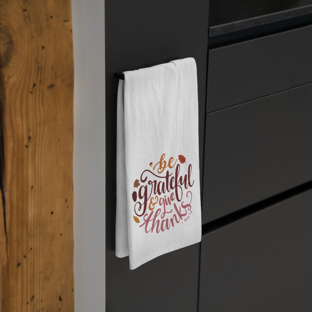 Be Grateful - Tea Towel -  White / 28" × 28" -  Trini-T Ministries