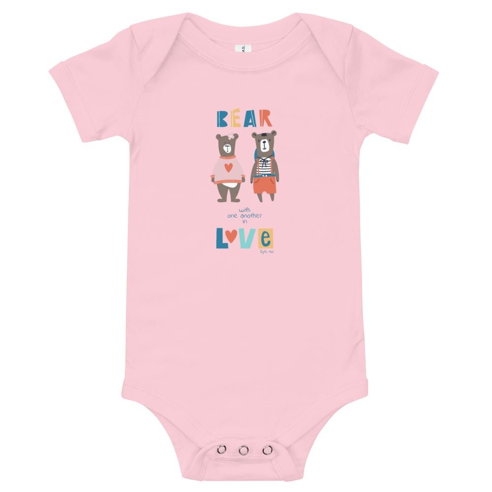 Bear Love - Baby’s Romper -  Black / 3-6m, Black / 6-12m, Black / 12-18m, Black / 18-24m, White / 3-6m, White / 6-12m, White / 12-18m, White / 18-24m, Pink / 3-6m, Pink / 6-12m -  Trini-T Ministries