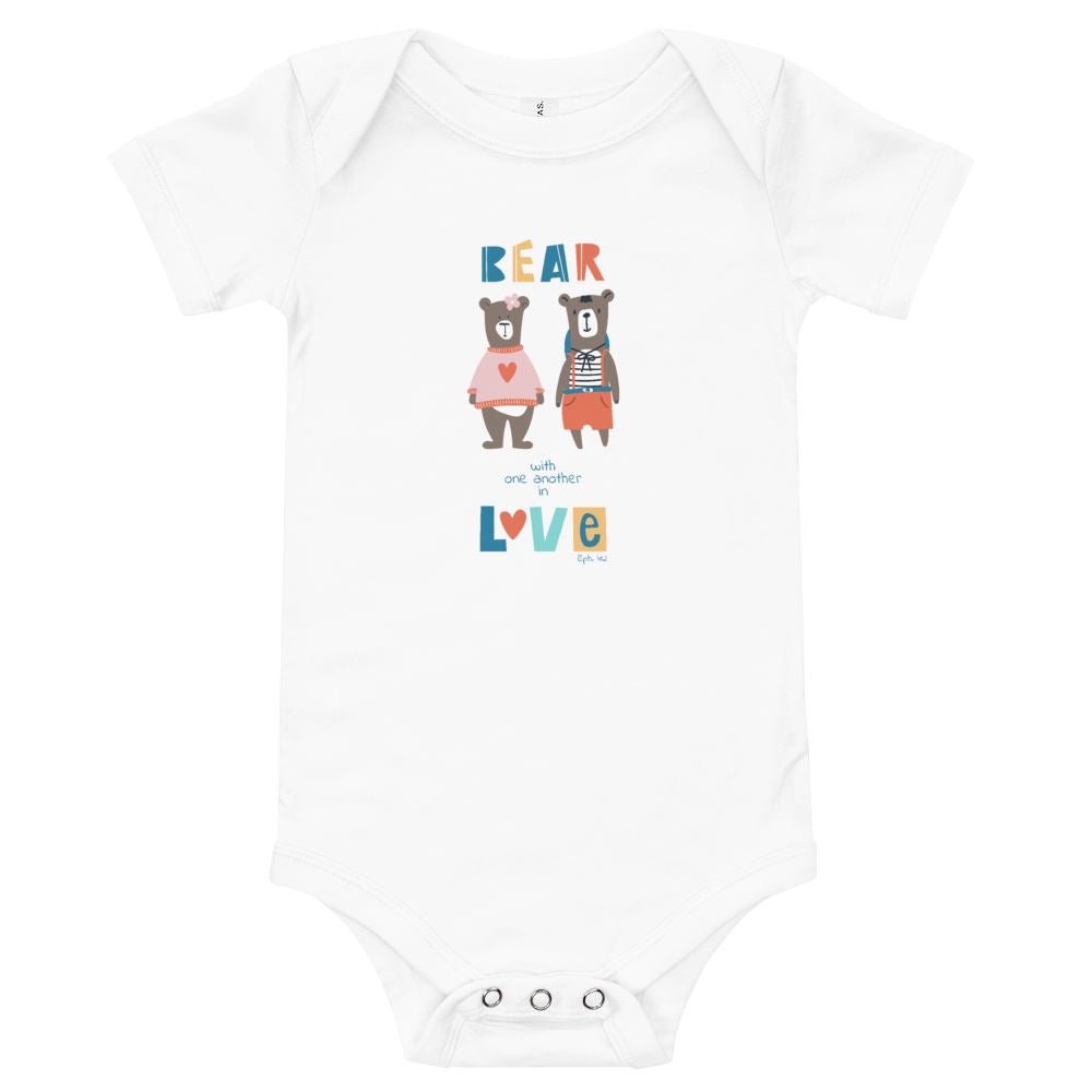 Bear Love - Baby’s Romper -  Black / 3-6m, Black / 6-12m, Black / 12-18m, Black / 18-24m, White / 3-6m, White / 6-12m, White / 12-18m, White / 18-24m, Pink / 3-6m, Pink / 6-12m -  Trini-T Ministries