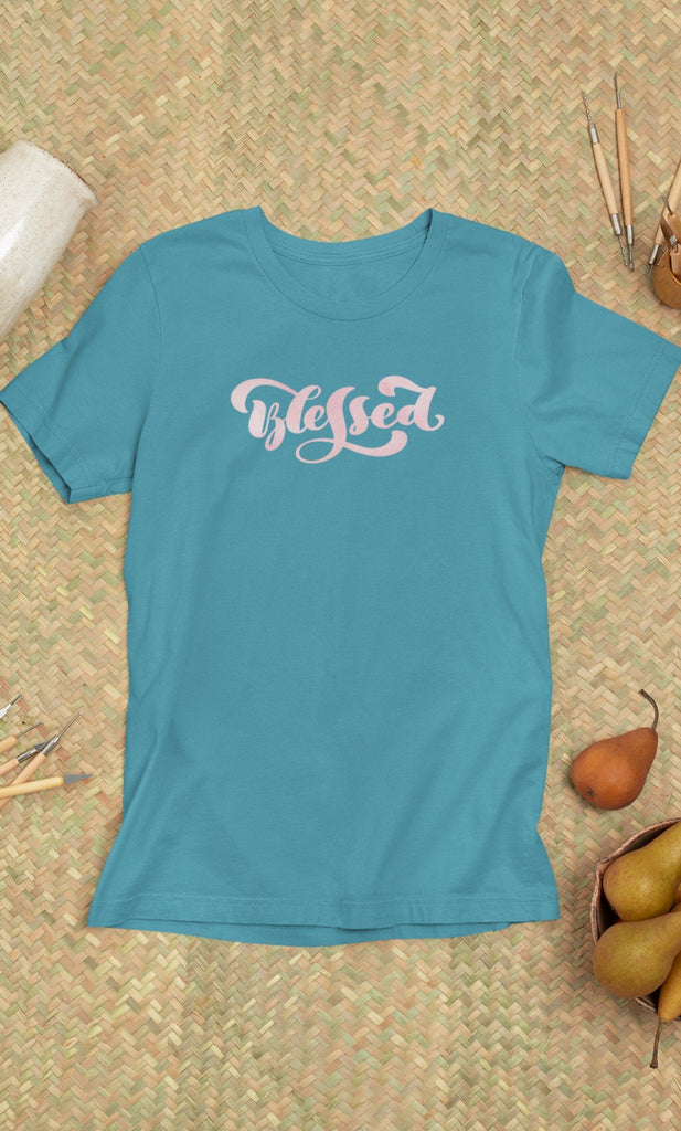 Blessed - Women's T -  Pink / S, Pink / M, Pink / L, Pink / XL, Pink / 2XL, Pink / 3XL, Aqua / S, Black / S, Navy / S, White / S -  Trini-T Ministries