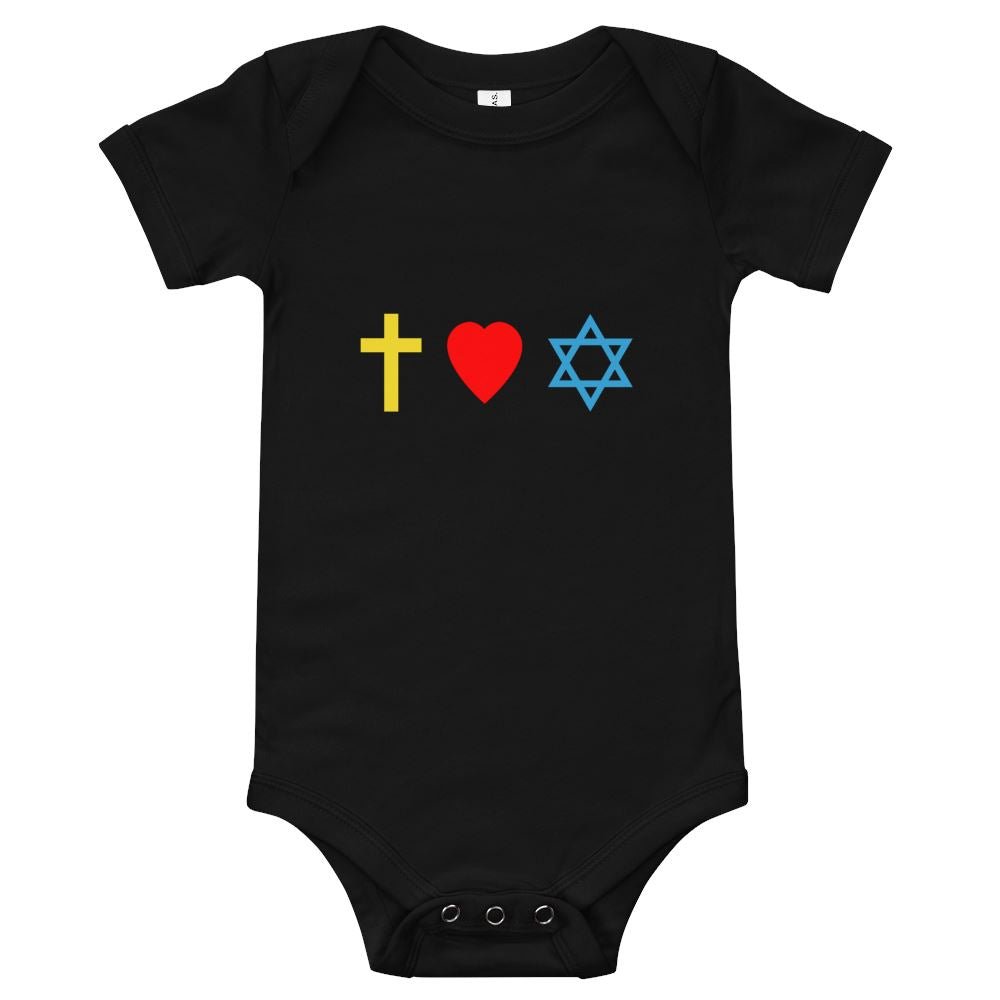 Cross, Heart, Star of David - Baby’s Romper -  Black / 3-6m, Black / 6-12m, Black / 12-18m, Black / 18-24m, White / 3-6m, White / 6-12m, White / 12-18m, White / 18-24m, Pink / 3-6m, Pink / 6-12m -  Trini-T Ministries