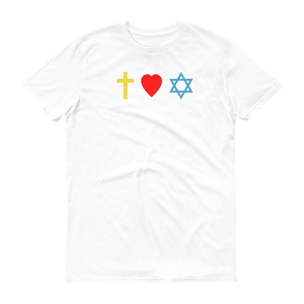 Cross, Heart, Star of David - Men’s T -  White / S, White / M, White / L, White / XL, White / 2XL, Athletic Heather / S, Dark Grey Heather / S, Athletic Heather / M, Dark Grey Heather / M, Athletic Heather / L -  Trini-T Ministries