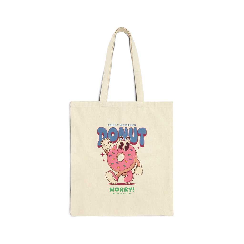 Donut Worry - Tote Bag -  Natural / 15" x 16", Black / 15" x 16" -  Trini-T Ministries