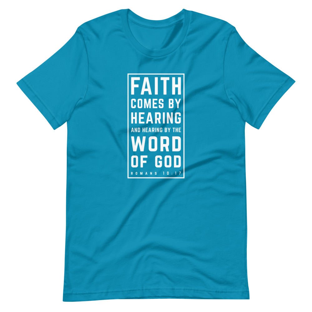 Faith Comes By Hearing - Women's T -  Black / S, Black / M, Black / L, Black / XL, Black / 2XL, Black / 3XL, Navy / S, Navy / M, Navy / L, Navy / XL -  Trini-T Ministries