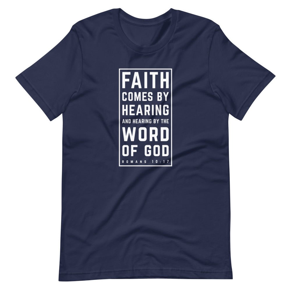 Faith Comes By Hearing - Women's T -  Black / S, Black / M, Black / L, Black / XL, Black / 2XL, Black / 3XL, Navy / S, Navy / M, Navy / L, Navy / XL -  Trini-T Ministries