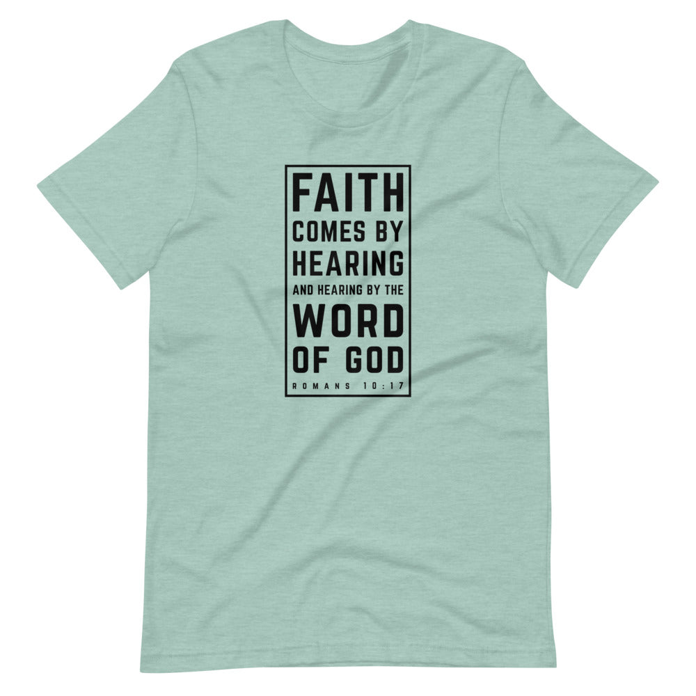 Faith Comes By Hearing - Women's T -  Black / S, Black / M, Black / L, Black / XL, Black / 2XL, Black / 3XL, Navy / S, Navy / M, Navy / L, Navy / XL -  Trini-T Ministries