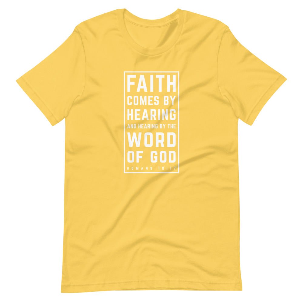 Faith Comes By Hearing - Women's T -  Black / S, Black / M, Black / L, Black / XL, Black / 2XL, Black / 3XL, Navy / S, Navy / M, Navy / L, Navy / XL -  Trini-T Ministries