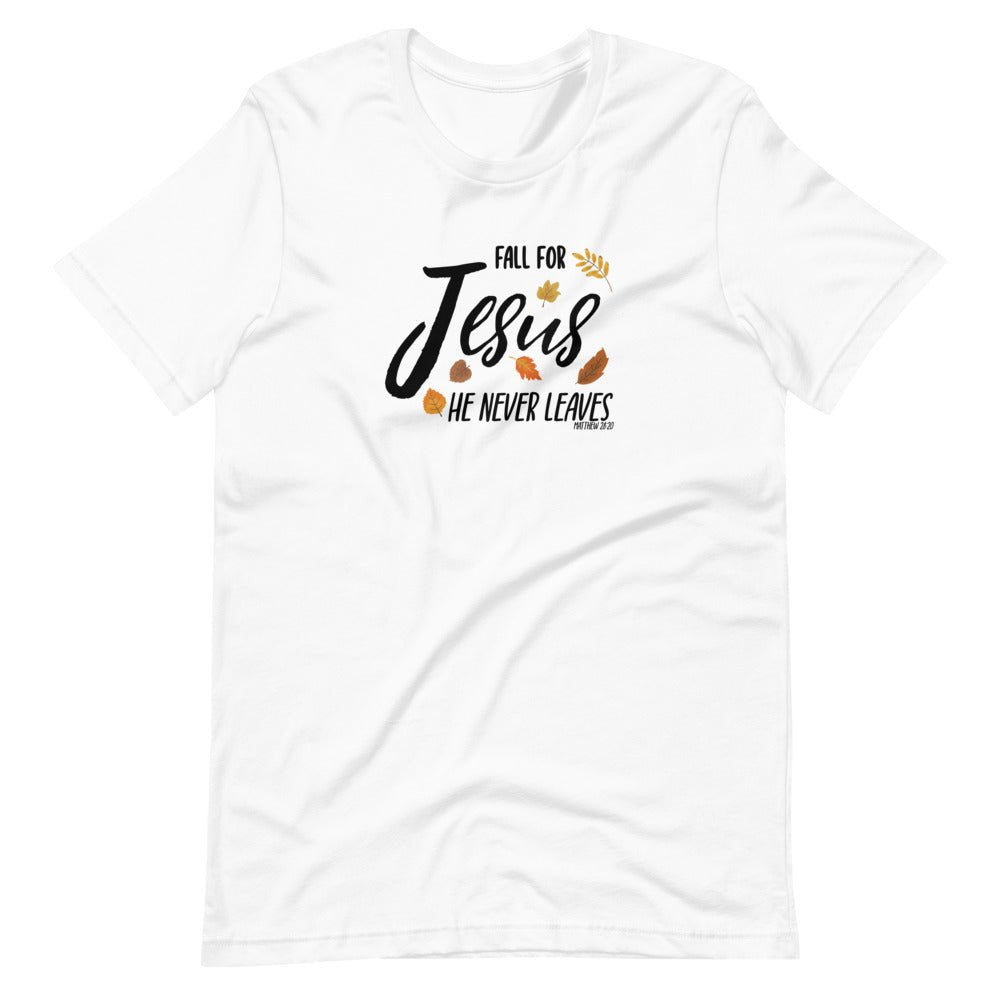 Fall For Jesus - Men's T -  Black Heather / XS, Black Heather / S, Black Heather / M, Black Heather / L, Black Heather / XL, Black Heather / 2XL, Black Heather / 3XL, Black Heather / 4XL, Red / S, Red / M -  Trini-T Ministries