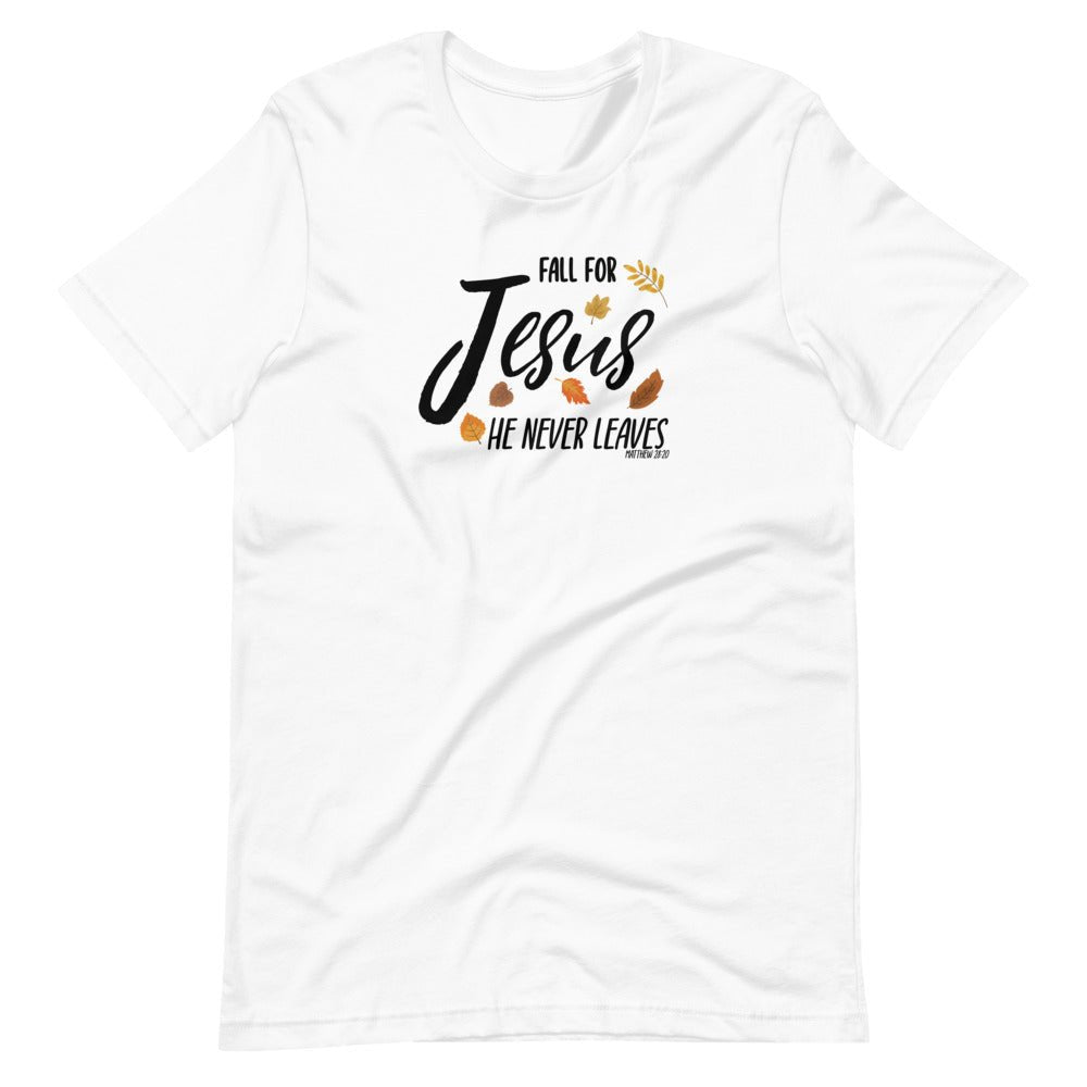 Fall For Jesus - Women's T -  Black Heather / XS, Black Heather / S, Black Heather / M, Black Heather / L, Black Heather / XL, Black Heather / 2XL, Black Heather / 3XL, Black Heather / 4XL, Red / S, Red / M -  Trini-T Ministries