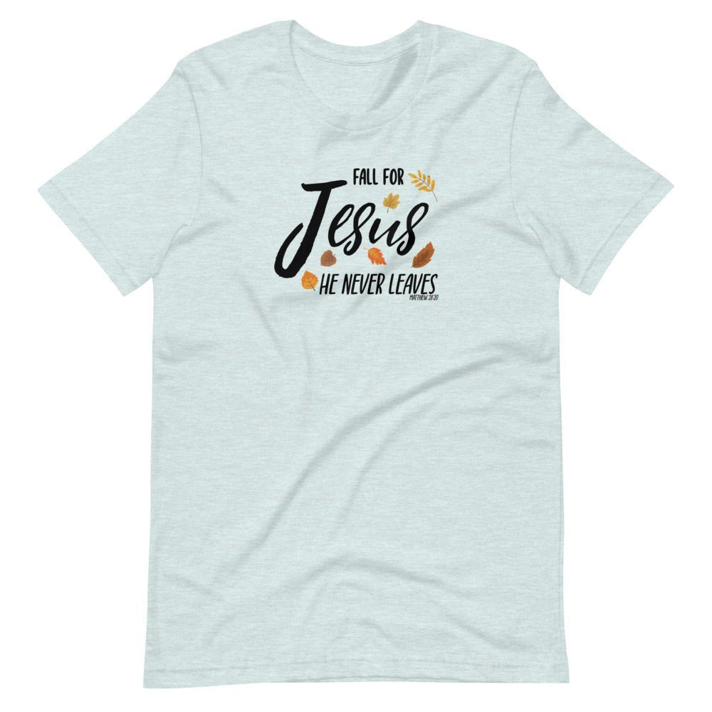 Fall For Jesus - Women's T -  Black Heather / XS, Black Heather / S, Black Heather / M, Black Heather / L, Black Heather / XL, Black Heather / 2XL, Black Heather / 3XL, Black Heather / 4XL, Red / S, Red / M -  Trini-T Ministries