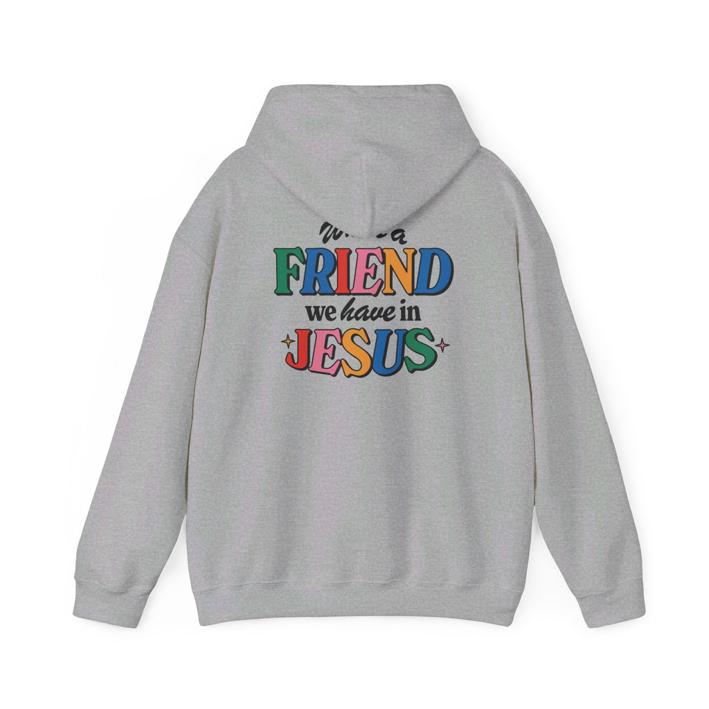 Gray hoodie with colorful religious text, perfect Christian gift for your greatest friend