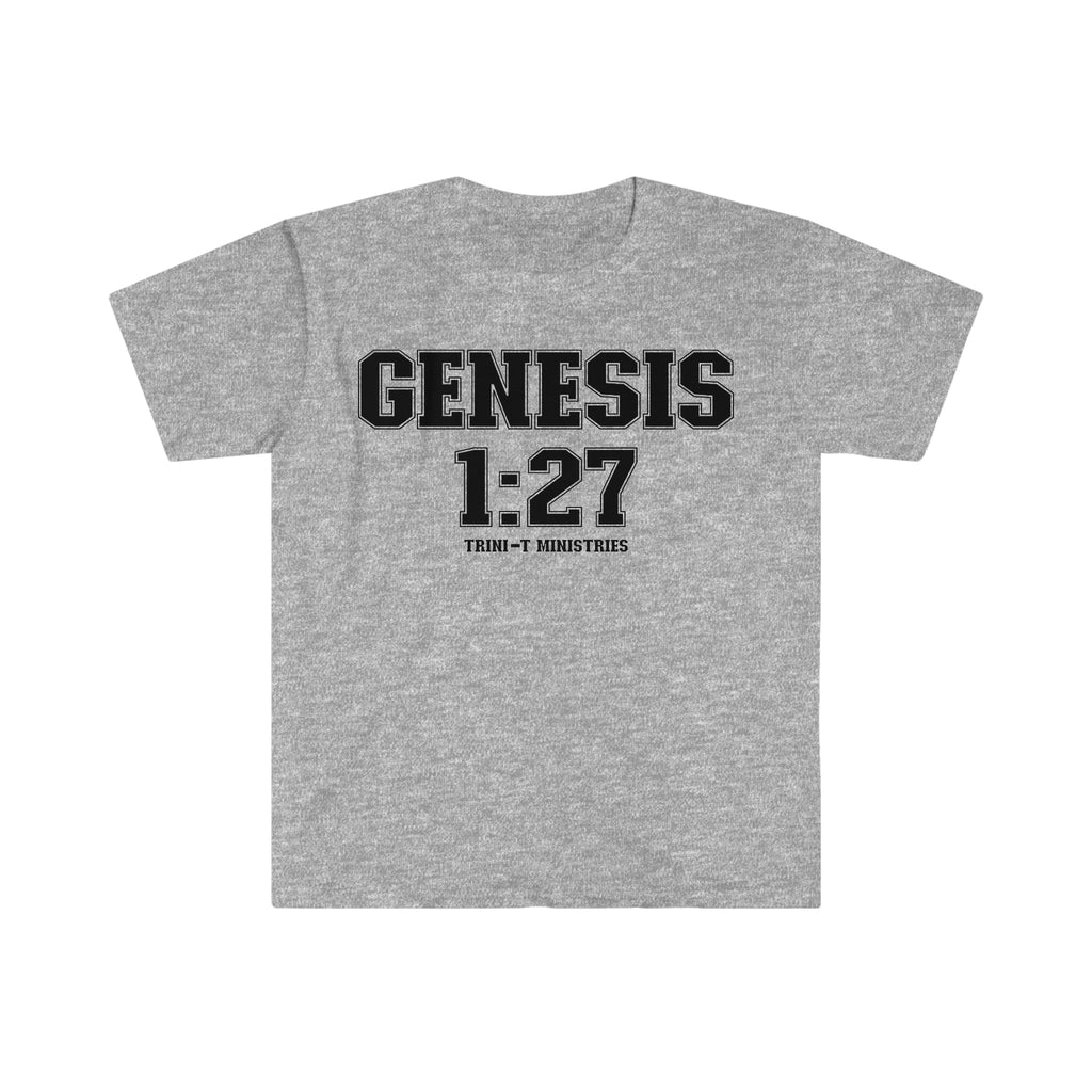 Genesis 1:27 - T -  Sport Grey / S, Sport Grey / M, Sport Grey / L, Sport Grey / XL, Sport Grey / 2XL, Sport Grey / 3XL, Black / S, Military Green / S, Irish Green / S, Navy / S -  Trini-T Ministries