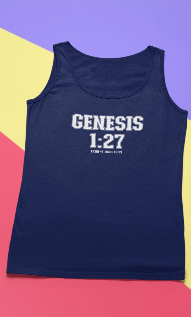 Genesis 1:27 - Tank -  XS / Navy, S / Navy, M / Navy, L / Navy, XL / Navy, 2XL / Navy, XS / Black, XS / White, S / Black, S / White -  Trini-T Ministries