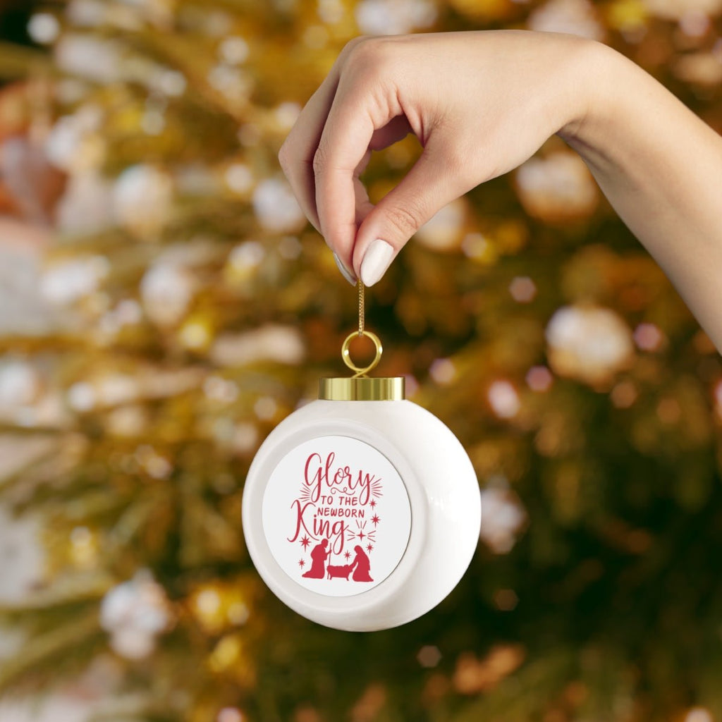 Glory to the King - Christmas Ball Ornament -  Bells / Round / 2.5" × 3", Tree / Round / 2.5" × 3" -  Trini-T Ministries