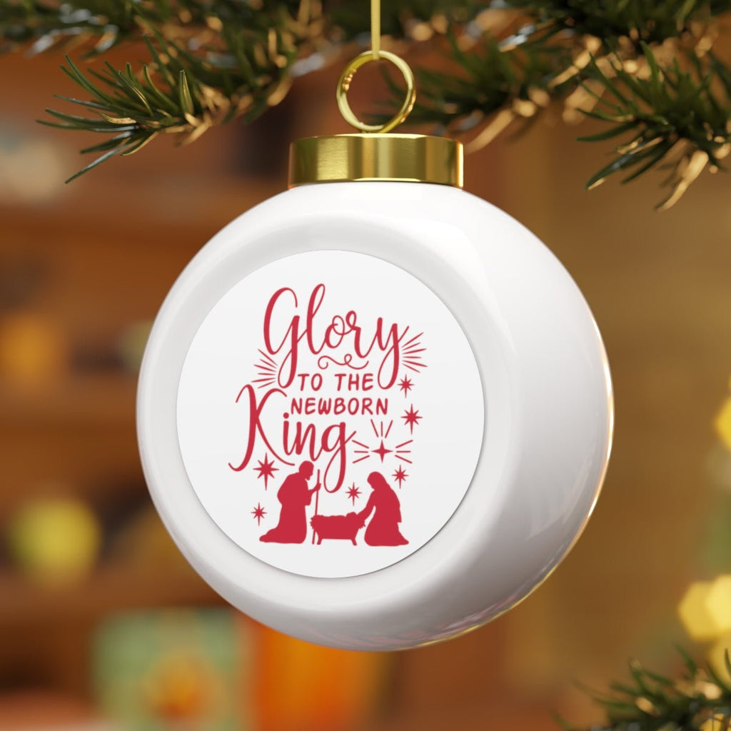 Glory to the King - Christmas Ball Ornament -  Bells / Round / 2.5" × 3", Tree / Round / 2.5" × 3" -  Trini-T Ministries