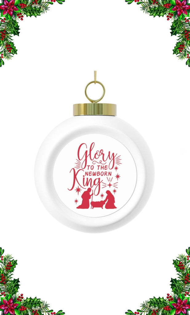 Glory to the King - Christmas Ball Ornament -  Bells / Round / 2.5" × 3", Tree / Round / 2.5" × 3" -  Trini-T Ministries