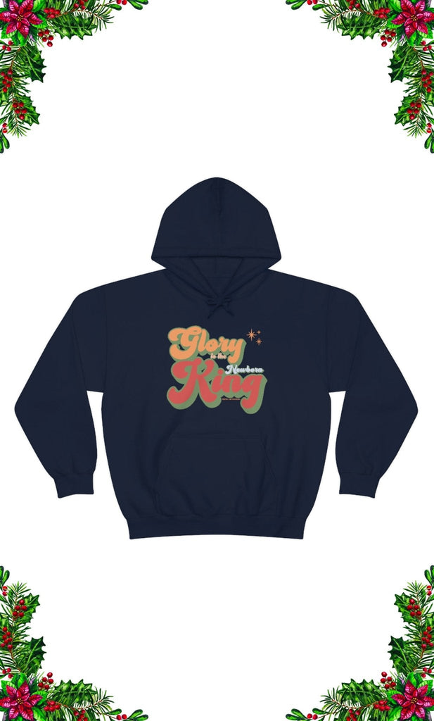 Glory to the King Retro - Hoodie -  Navy / S, Navy / M, Navy / L, Navy / XL, Navy / 2XL, Navy / 3XL, Navy / 4XL, Navy / 5XL, Black / S, White / S -  Trini-T Ministries