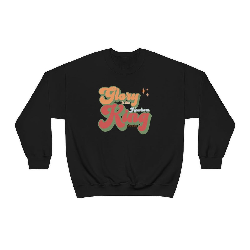 Glory to the King Retro - Sweatshirt -  S / Navy, M / Navy, L / Navy, XL / Navy, 2XL / Navy, 3XL / Navy, S / Black, M / Black, L / Black, XL / Black -  Trini-T Ministries