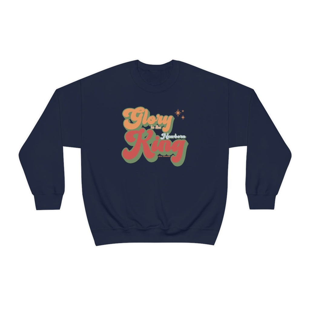 Glory to the King Retro - Sweatshirt -  S / Navy, M / Navy, L / Navy, XL / Navy, 2XL / Navy, 3XL / Navy, S / Black, M / Black, L / Black, XL / Black -  Trini-T Ministries