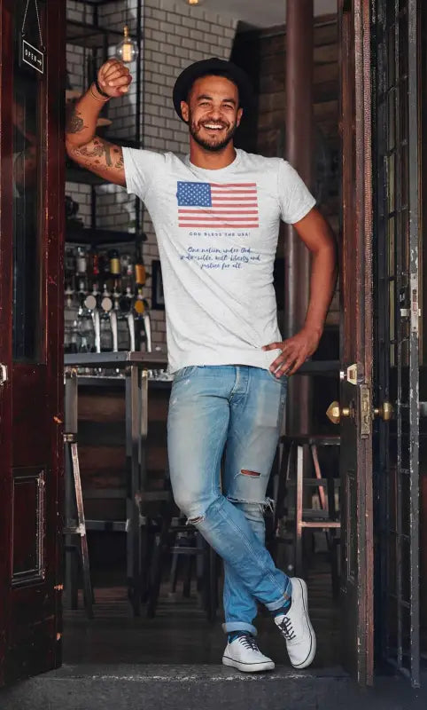 God Bless the USA - Men’s T -  White / XS, White / S, White / M, White / L, White / XL, White / 2XL, White / 3XL, White / 4XL, Black / XS, Black / S -  Trini-T Ministries