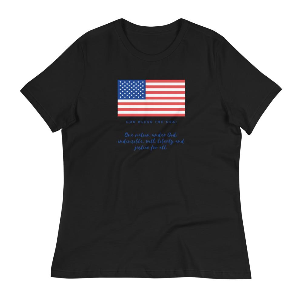 God Bless the USA - Women’s T -  White / S, White / M, White / L, White / XL, White / 2XL, Black / S, Black / M, Black / L, Black / XL, Black / 2XL -  Trini-T Ministries