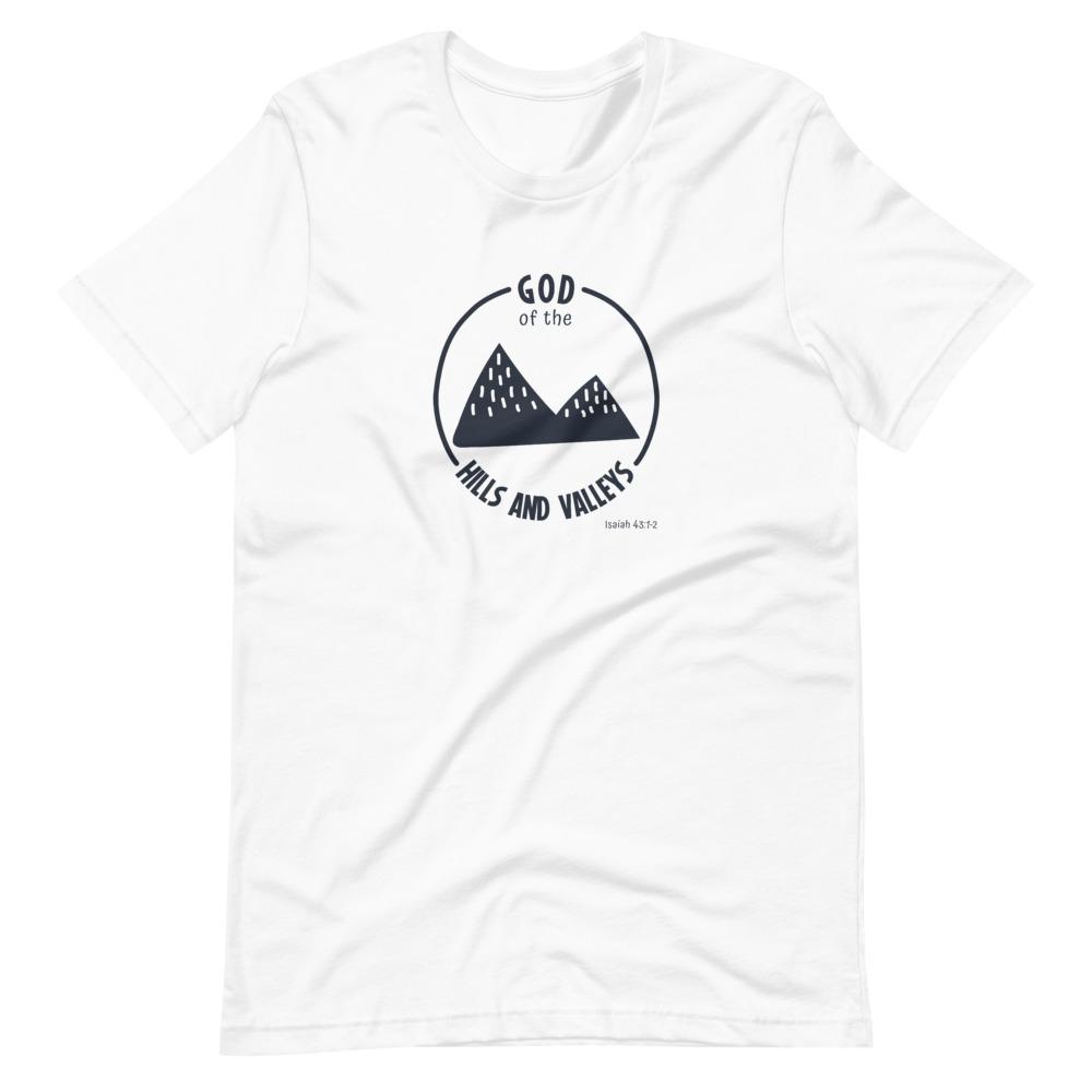 God of the Hills & Valleys - Women’s T -  White / XS, White / S, White / M, White / L, White / XL, White / 2XL, White / 3XL, Heather Forest / S, Heather Forest / M, Heather Forest / L -  Trini-T Ministries