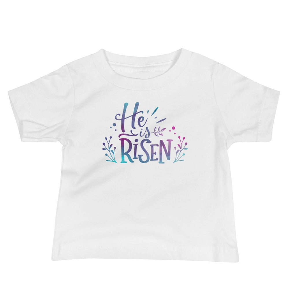 He Is Risen - Baby’s T -  Black / 6-12m, Black / 12-18m, Black / 18-24m, Pink / 6-12m, Pink / 12-18m, Pink / 18-24m, White / 6-12m, White / 12-18m, White / 18-24m -  Trini-T Ministries