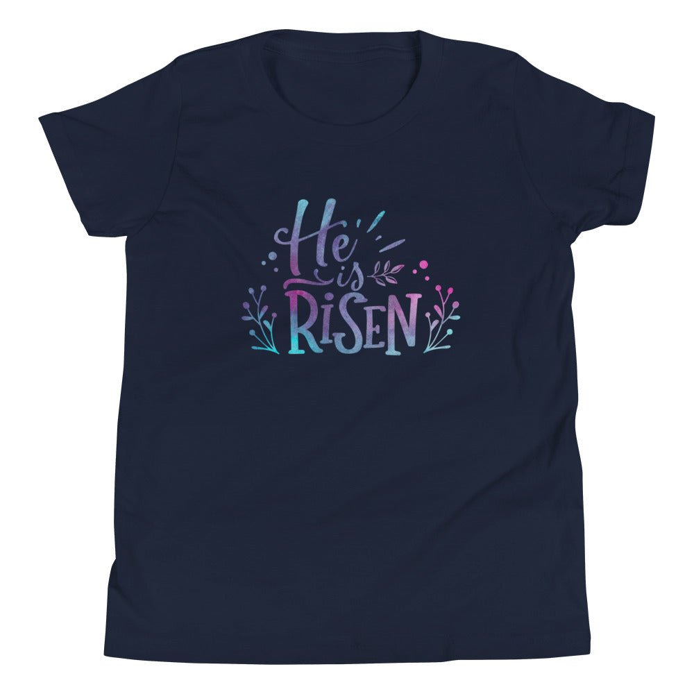 He Is Risen - Kid’s T -  Black / S, Black / M, Black / L, Black / XL, Navy / S, Navy / M, Navy / L, Navy / XL, Dark Grey Heather / S, Dark Grey Heather / M -  Trini-T Ministries