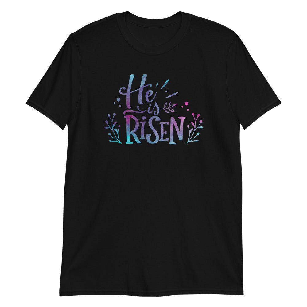 He Is Risen Watercolor - Men’s T -  Black / S, Black / M, Black / L, Black / XL, Black / 2XL, Black / 3XL, White / S, White / M, White / L, White / XL -  Trini-T Ministries