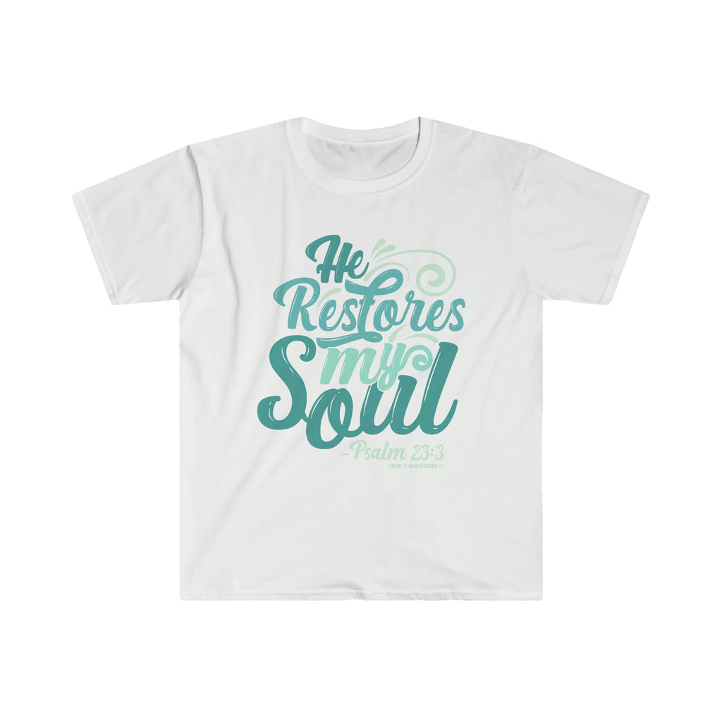 He Restores My Soul - T -  Royal / S, Royal / M, Royal / L, Royal / XL, Royal / 2XL, Royal / 3XL, Black / S, Military Green / S, Charcoal / S, Dark Chocolate / S -  Trini-T Ministries