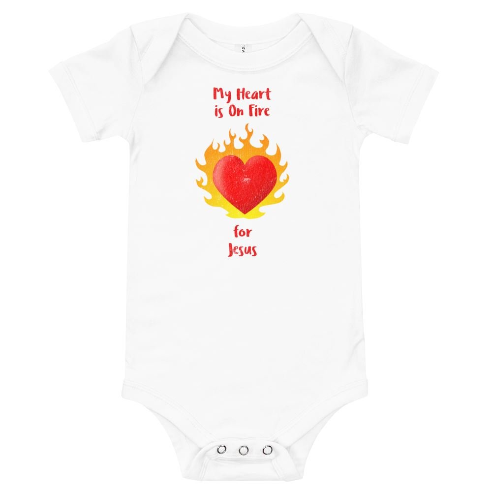 Heart On Fire - Baby’s Romper -  Black / 3-6m, Black / 6-12m, Black / 12-18m, Black / 18-24m, White / 3-6m, White / 6-12m, White / 12-18m, White / 18-24m, Pink / 3-6m, Pink / 6-12m -  Trini-T Ministries