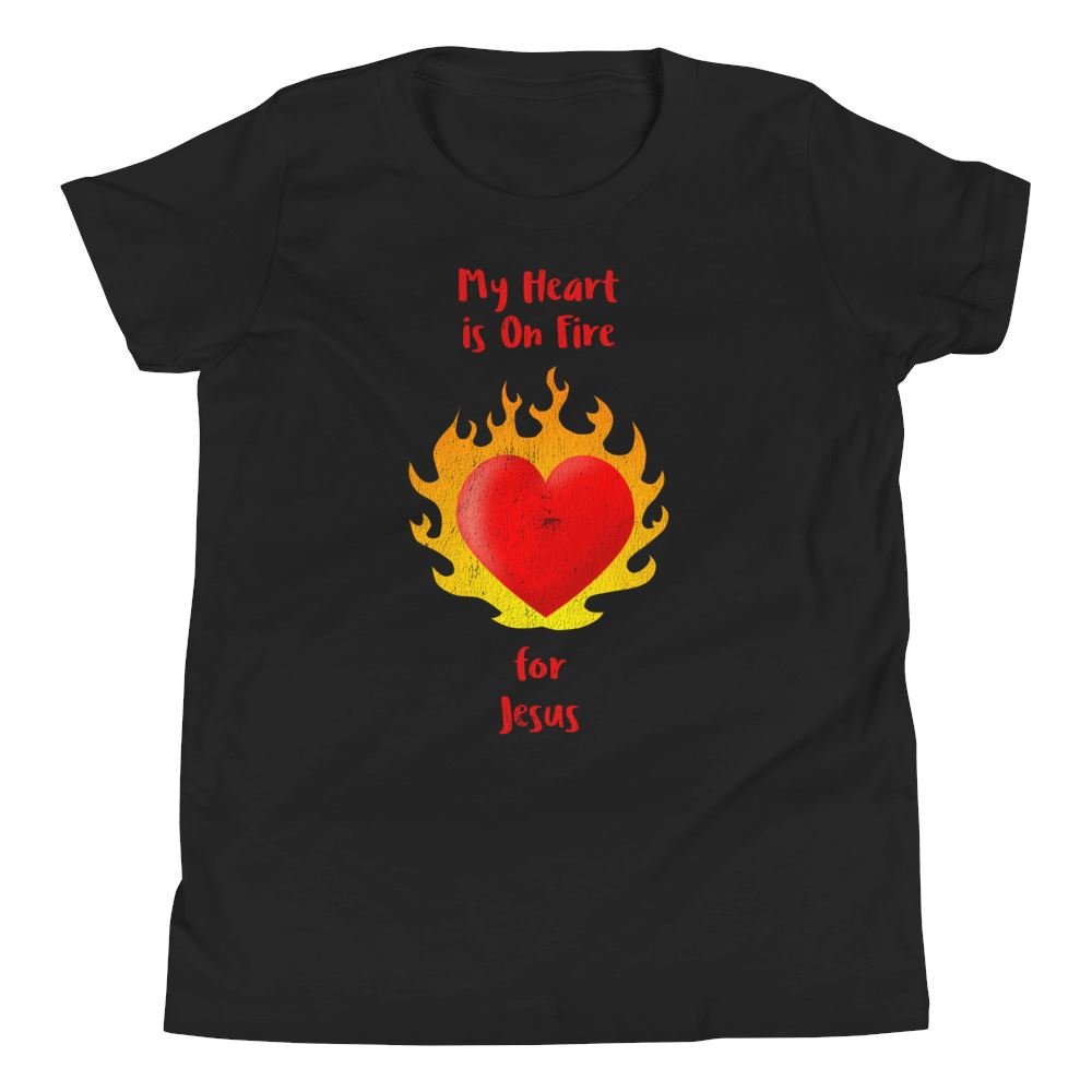 Heart On Fire - Kid’s T -  Black / S, Black / M, Black / L, Black / XL, Heather Forest / S, Heather Forest / M, Heather Forest / L, Heather Forest / XL, Navy / S, Navy / M -  Trini-T Ministries