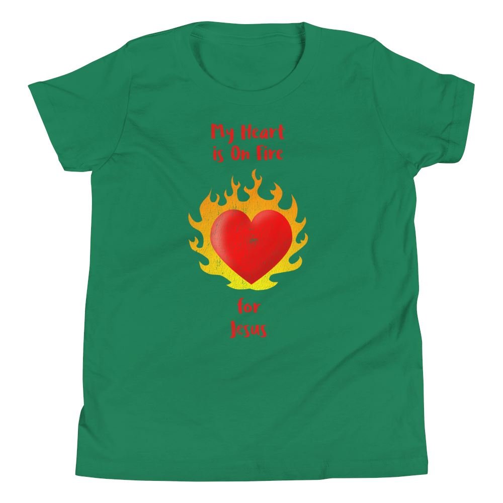 Heart On Fire - Kid’s T -  Black / S, Black / M, Black / L, Black / XL, Heather Forest / S, Heather Forest / M, Heather Forest / L, Heather Forest / XL, Navy / S, Navy / M -  Trini-T Ministries