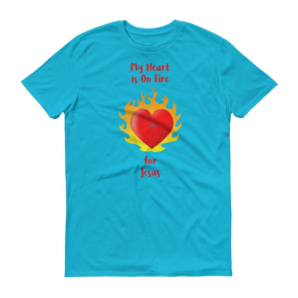 Heart On Fire - Men’s T -  White / S, White / M, White / L, White / XL, White / 2XL, Heather Dark Grey / S, Heather Dark Grey / M, Heather Dark Grey / L, Heather Dark Grey / XL, Heather Dark Grey / 2XL -  Trini-T Ministries