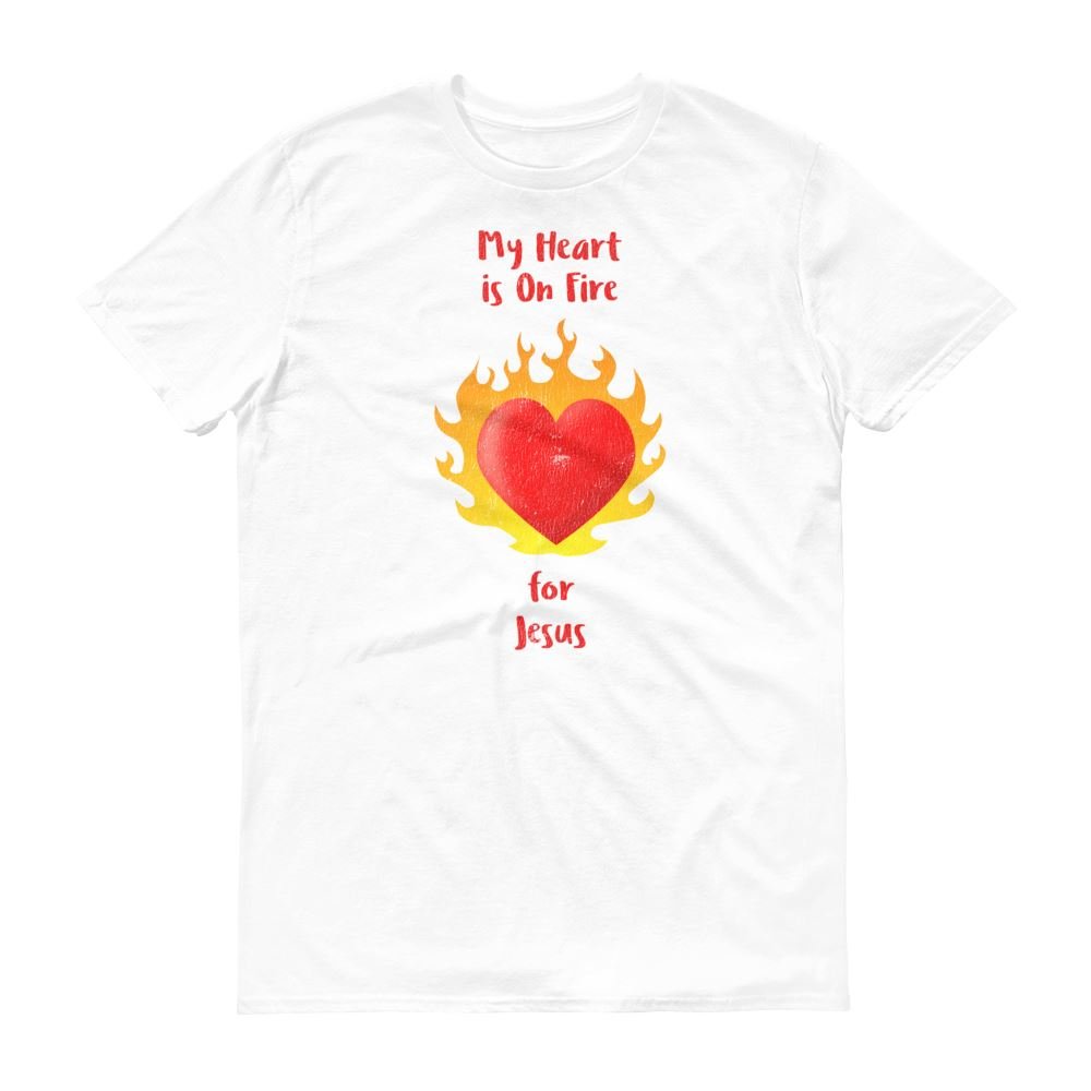 Heart On Fire - Men’s T -  White / S, White / M, White / L, White / XL, White / 2XL, Heather Dark Grey / S, Heather Dark Grey / M, Heather Dark Grey / L, Heather Dark Grey / XL, Heather Dark Grey / 2XL -  Trini-T Ministries