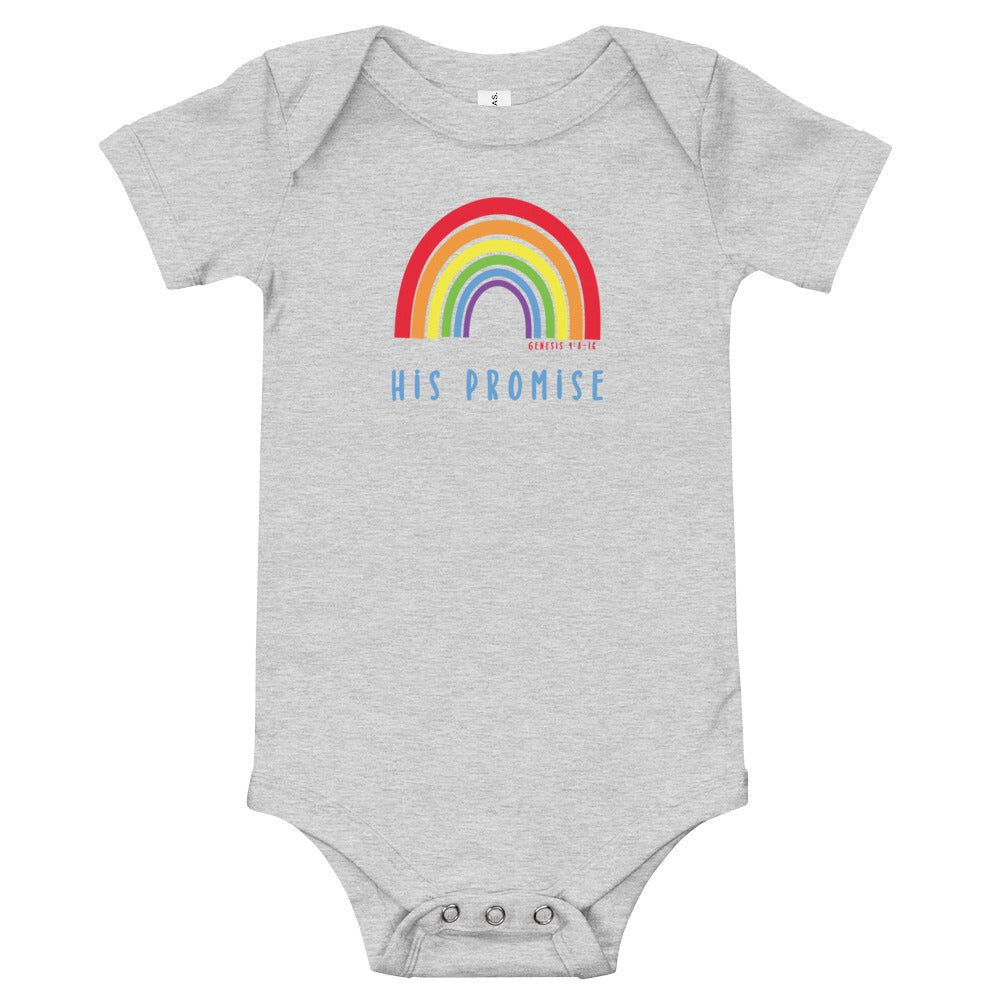 His Promise - Baby’s Romper -  Black / 3-6m, Black / 6-12m, Black / 12-18m, Black / 18-24m, Dark Grey Heather / 3-6m, Dark Grey Heather / 6-12m, Dark Grey Heather / 12-18m, Dark Grey Heather / 18-24m, Athletic Heather / 3-6m, Athletic Heather / 6-12m -  Trini-T Ministries