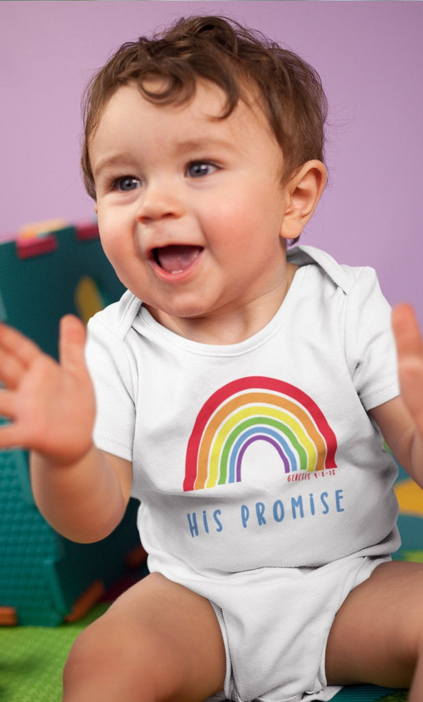 His Promise - Baby’s Romper -  Black / 3-6m, Black / 6-12m, Black / 12-18m, Black / 18-24m, Dark Grey Heather / 3-6m, Dark Grey Heather / 6-12m, Dark Grey Heather / 12-18m, Dark Grey Heather / 18-24m, Athletic Heather / 3-6m, Athletic Heather / 6-12m -  Trini-T Ministries