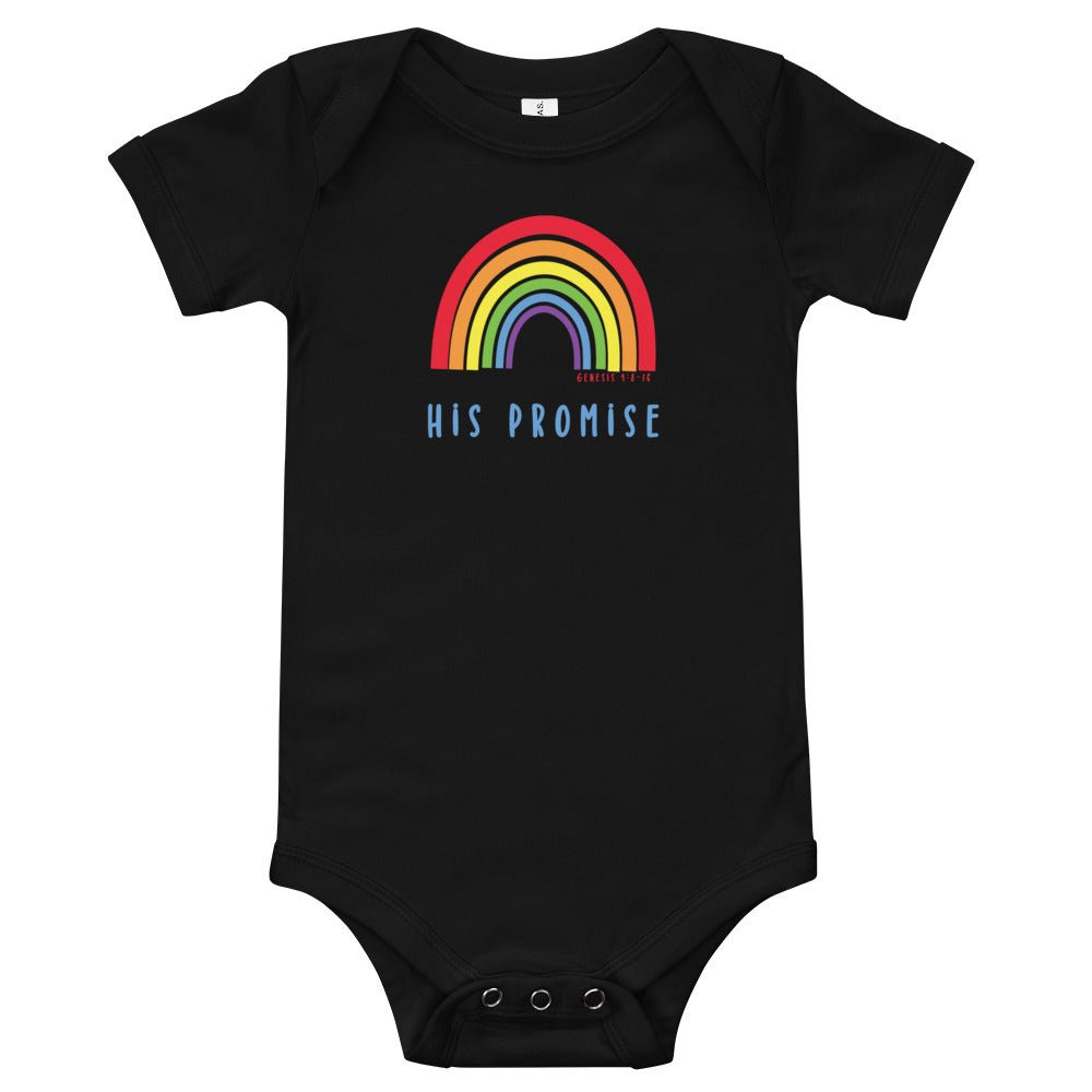 His Promise - Baby’s Romper -  Black / 3-6m, Black / 6-12m, Black / 12-18m, Black / 18-24m, Dark Grey Heather / 3-6m, Dark Grey Heather / 6-12m, Dark Grey Heather / 12-18m, Dark Grey Heather / 18-24m, Athletic Heather / 3-6m, Athletic Heather / 6-12m -  Trini-T Ministries