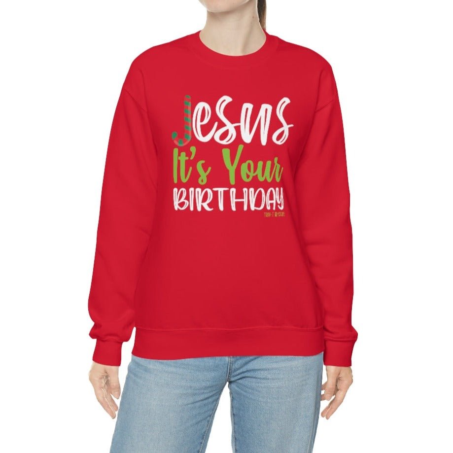 Jesus' Birthday - Sweatshirt -  S / Red, M / Red, L / Red, XL / Red, 2XL / Red, 3XL / Red, S / Black, M / Black, L / Black, XL / Black -  Trini-T Ministries