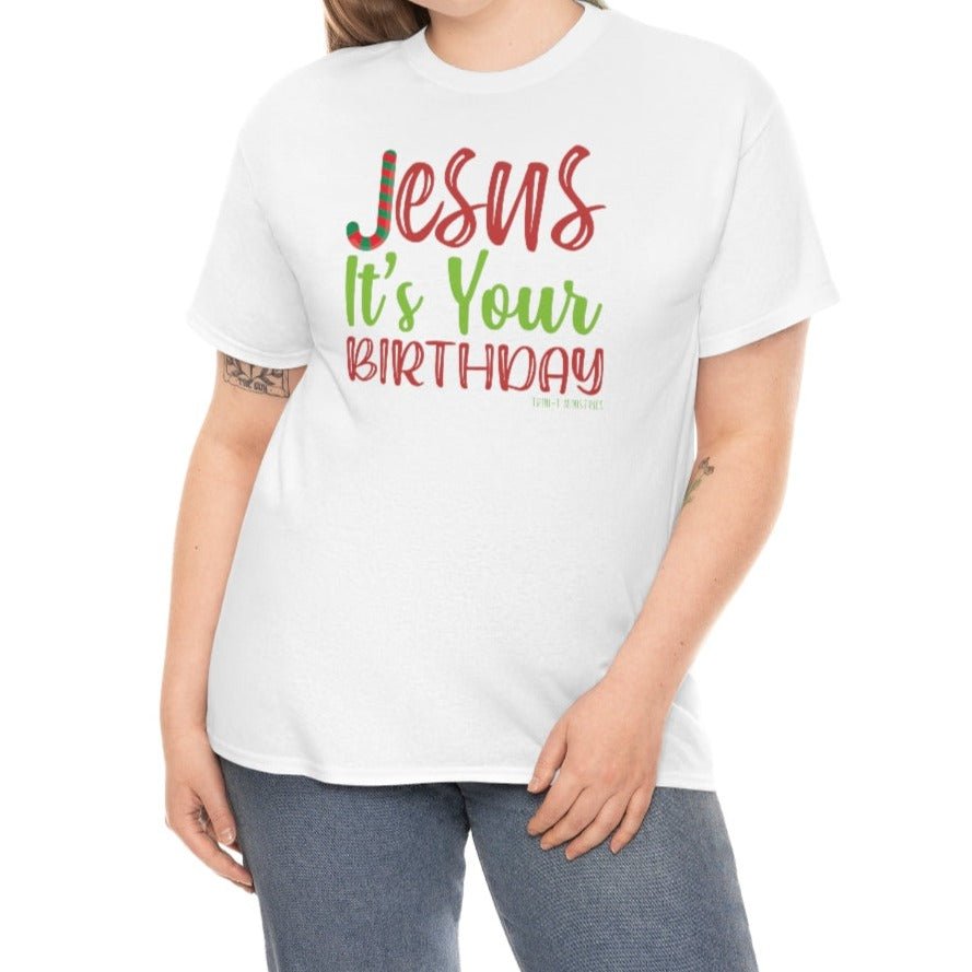 Jesus' Birthday - Unisex T -  Navy / S, Navy / M, Navy / L, Navy / XL, Navy / 2XL, Navy / 3XL, Navy / 4XL, Navy / 5XL, Black / S, Black / M -  Trini-T Ministries