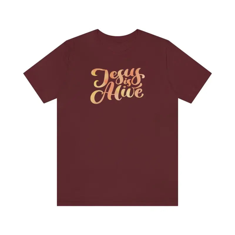 Jesus Is Alive - T -  Maroon / S, Maroon / M, Maroon / L, Maroon / XL, Maroon / 2XL, Maroon / 3XL, Black / S, Navy / S, White / S, Black / M -  Trini-T Ministries